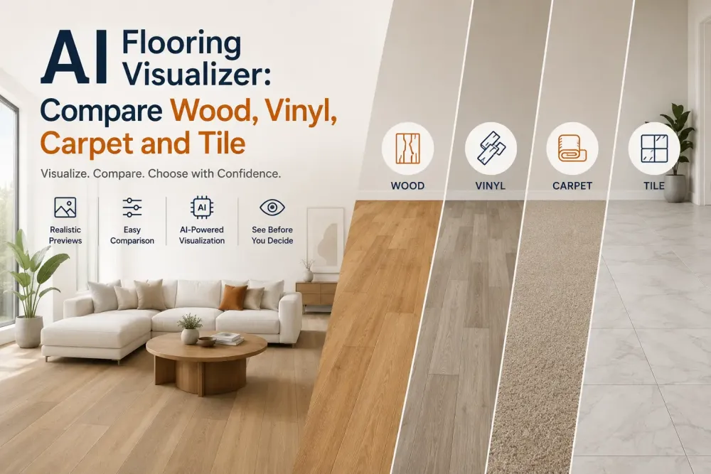 AI Flooring Visualizer: Usporedite drvo, vinil, tepih i pločice